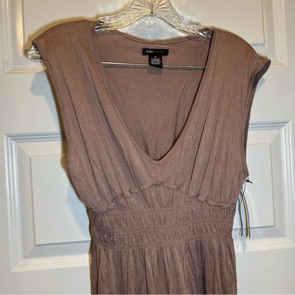 NWT BCBGMAXAZRIA Brown Embroidered Accent V Neck Dress S - Picture 6 of 10